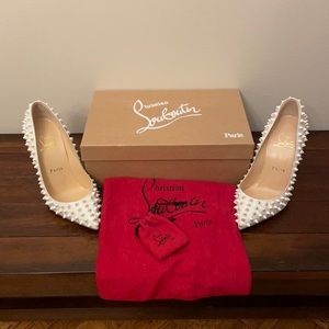 Christian Louboutin Follies Spikes White 100 size 35.5